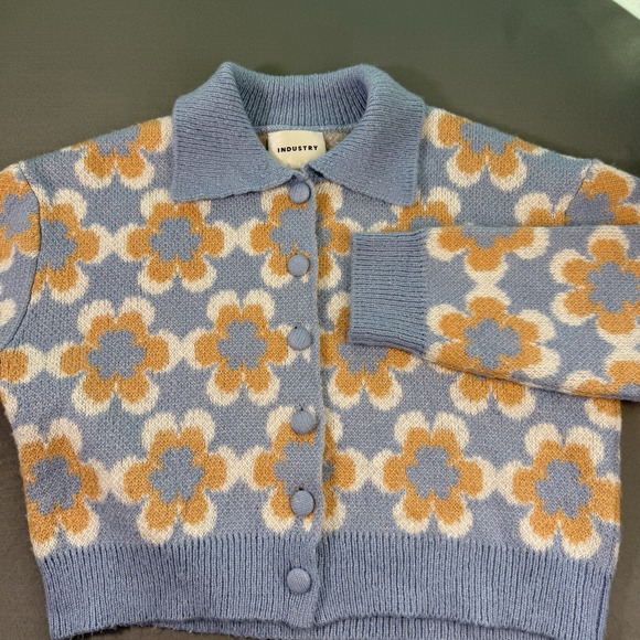 Industry Republic Clothing Knit Button-Up Floral Cardigan Collared‎ Sz S/P - Picture 2 of 9